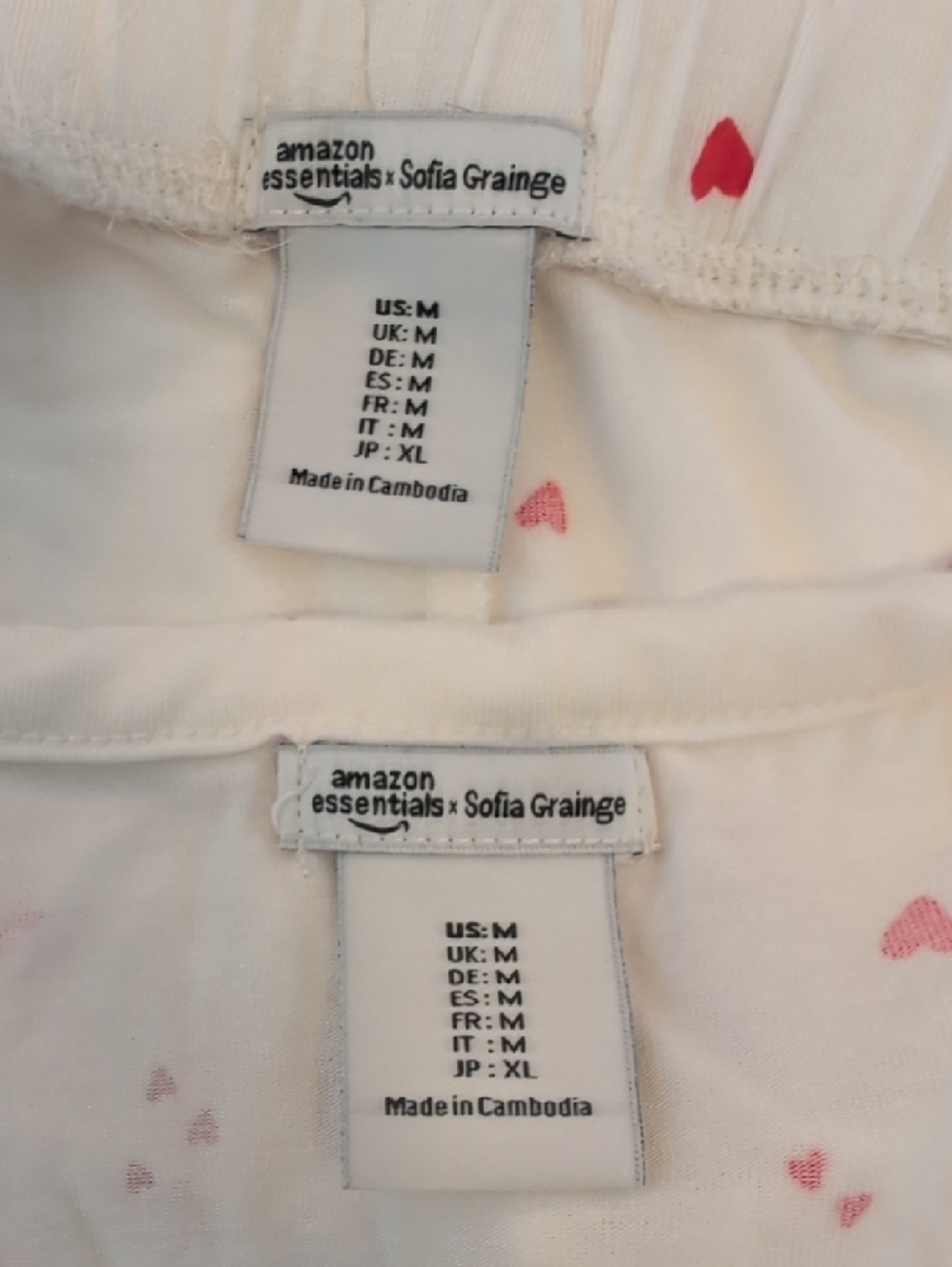 Amazon Essentials x Sofia Grainge Long Sleeve Pajama Set Heart Print Size Medium - Picture 5 of 9
